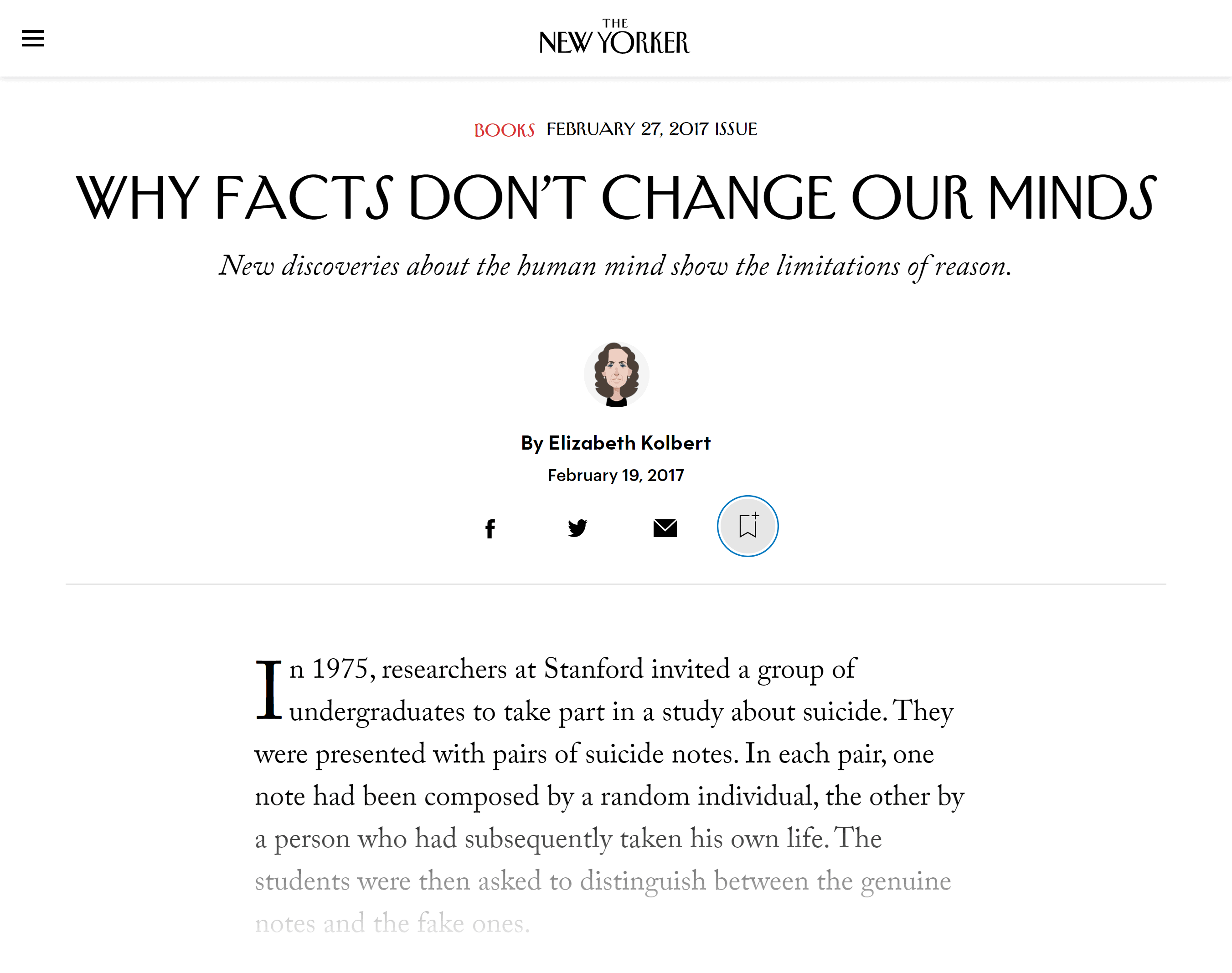 The New Yorker – Why facts don't change our minds