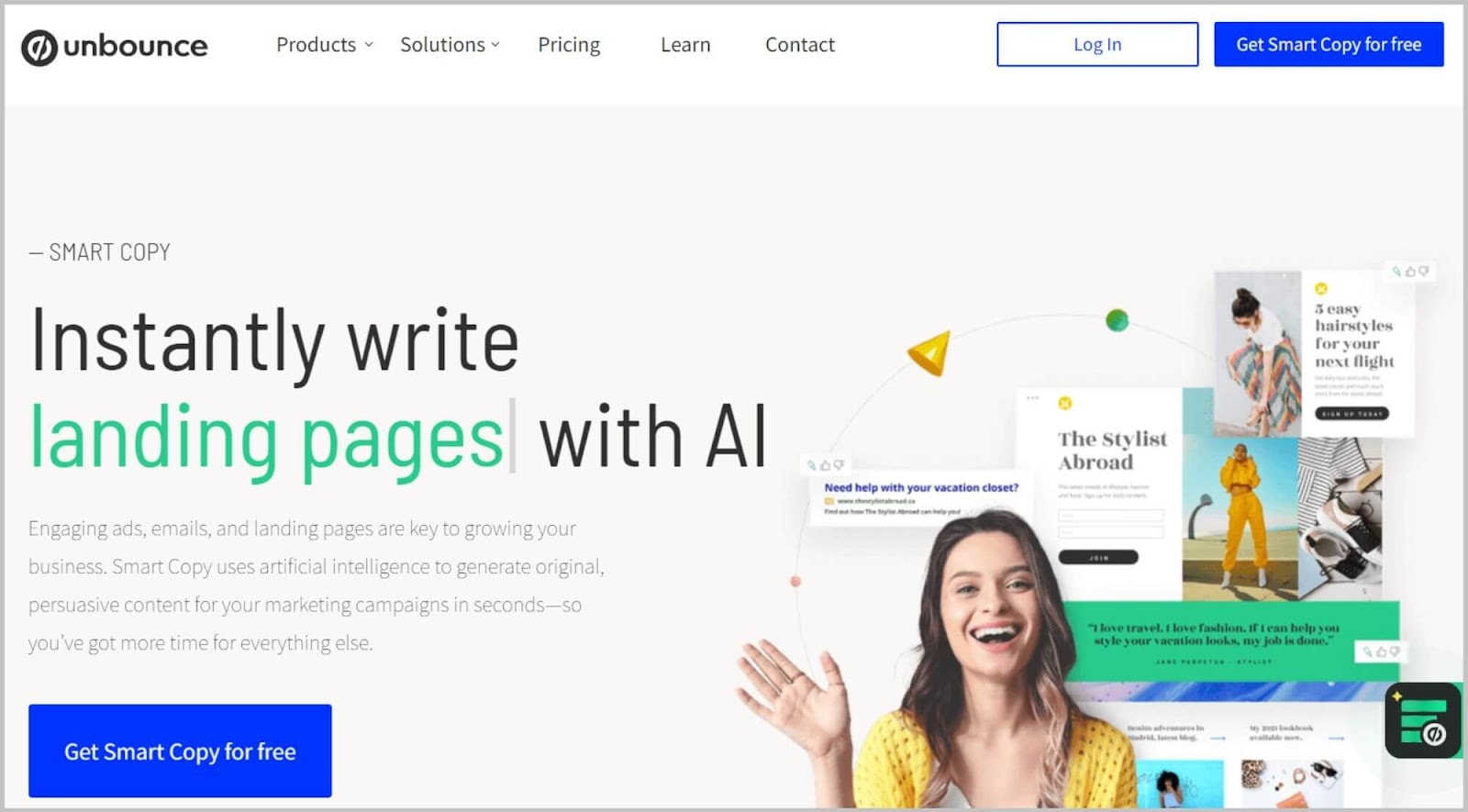 Smart Copy by Unbounce content AI tool