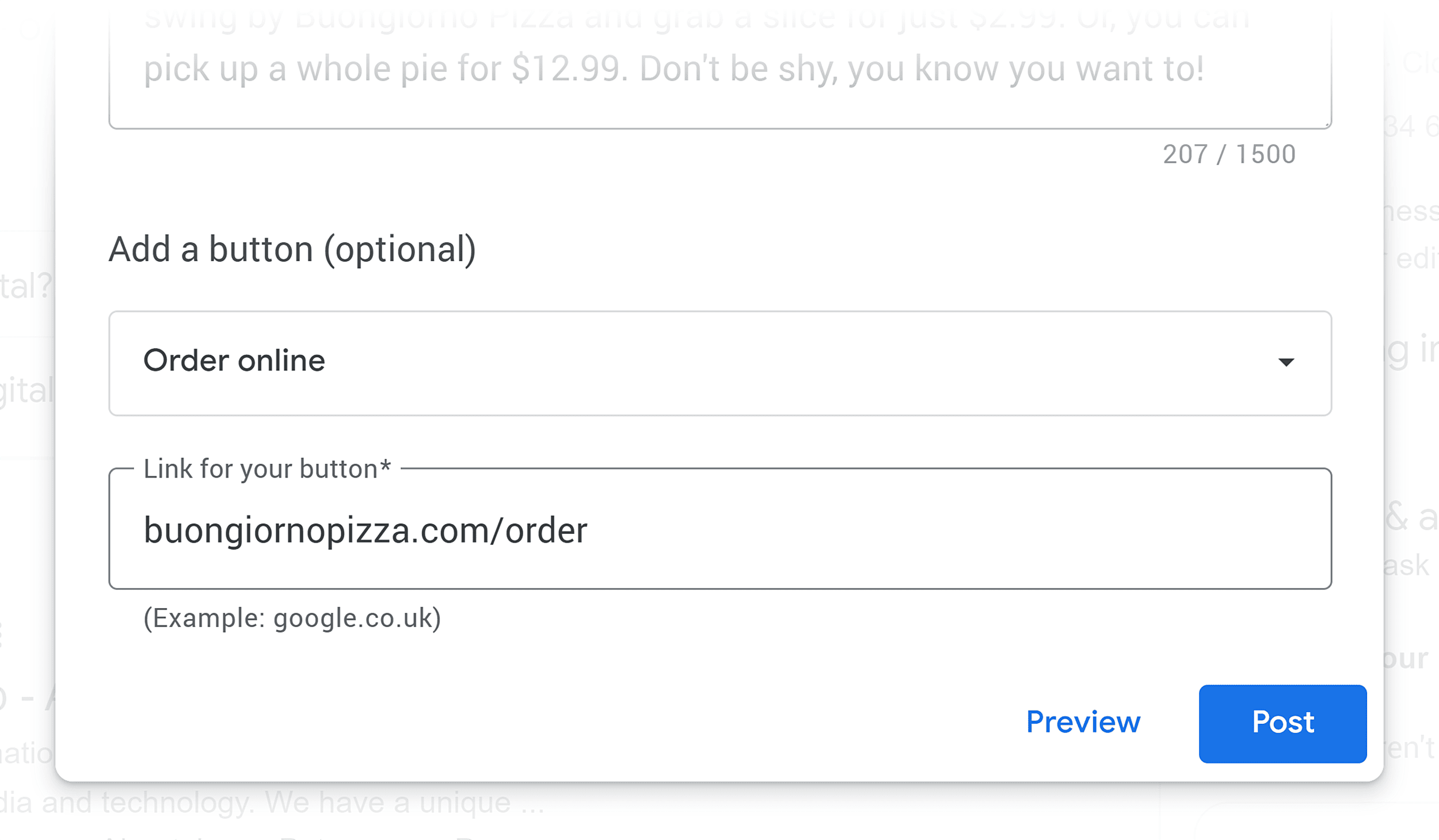 Add update – Order button