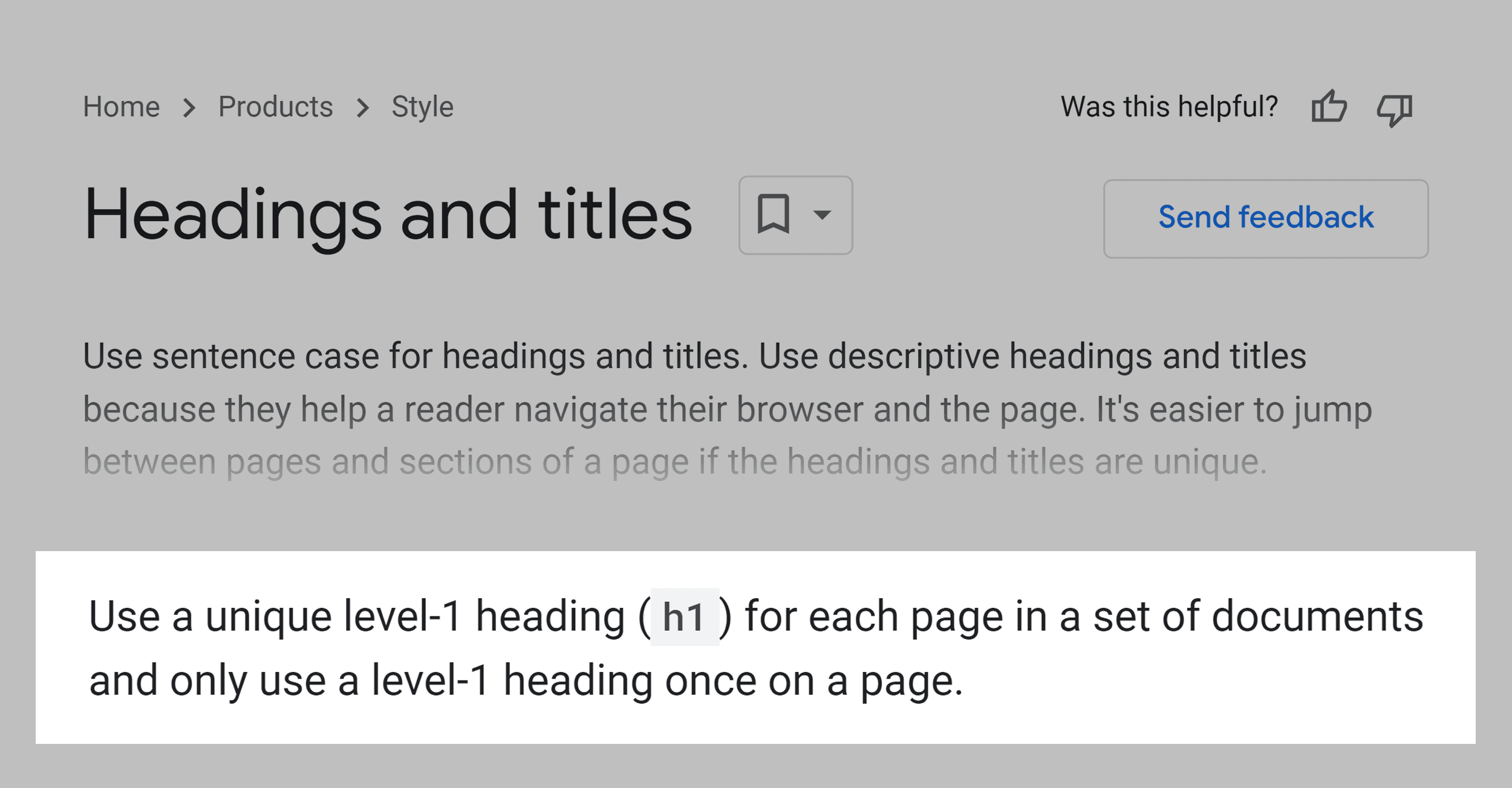 Google – Headings and titles