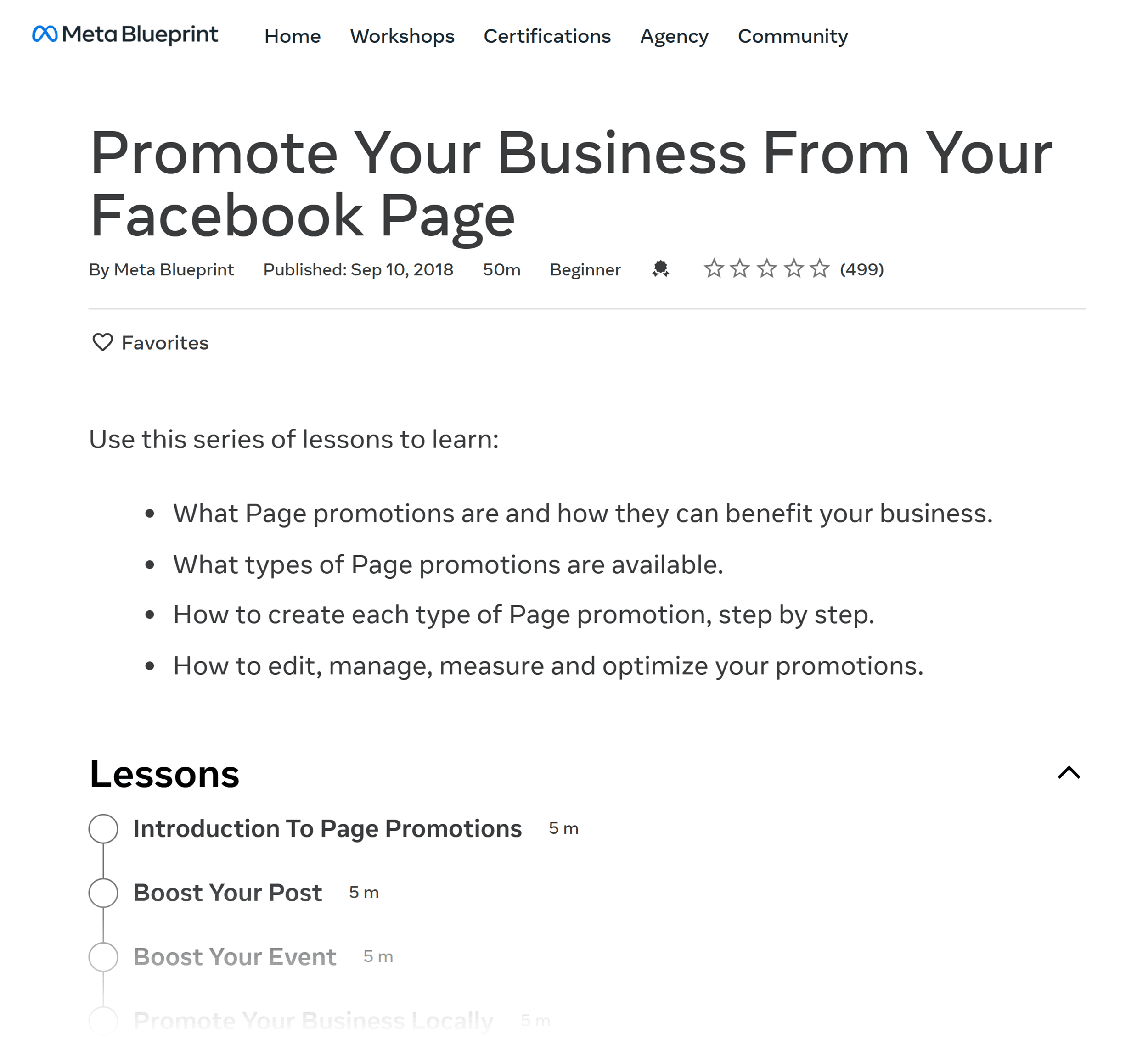 Facebook – Course – Promote Your Business