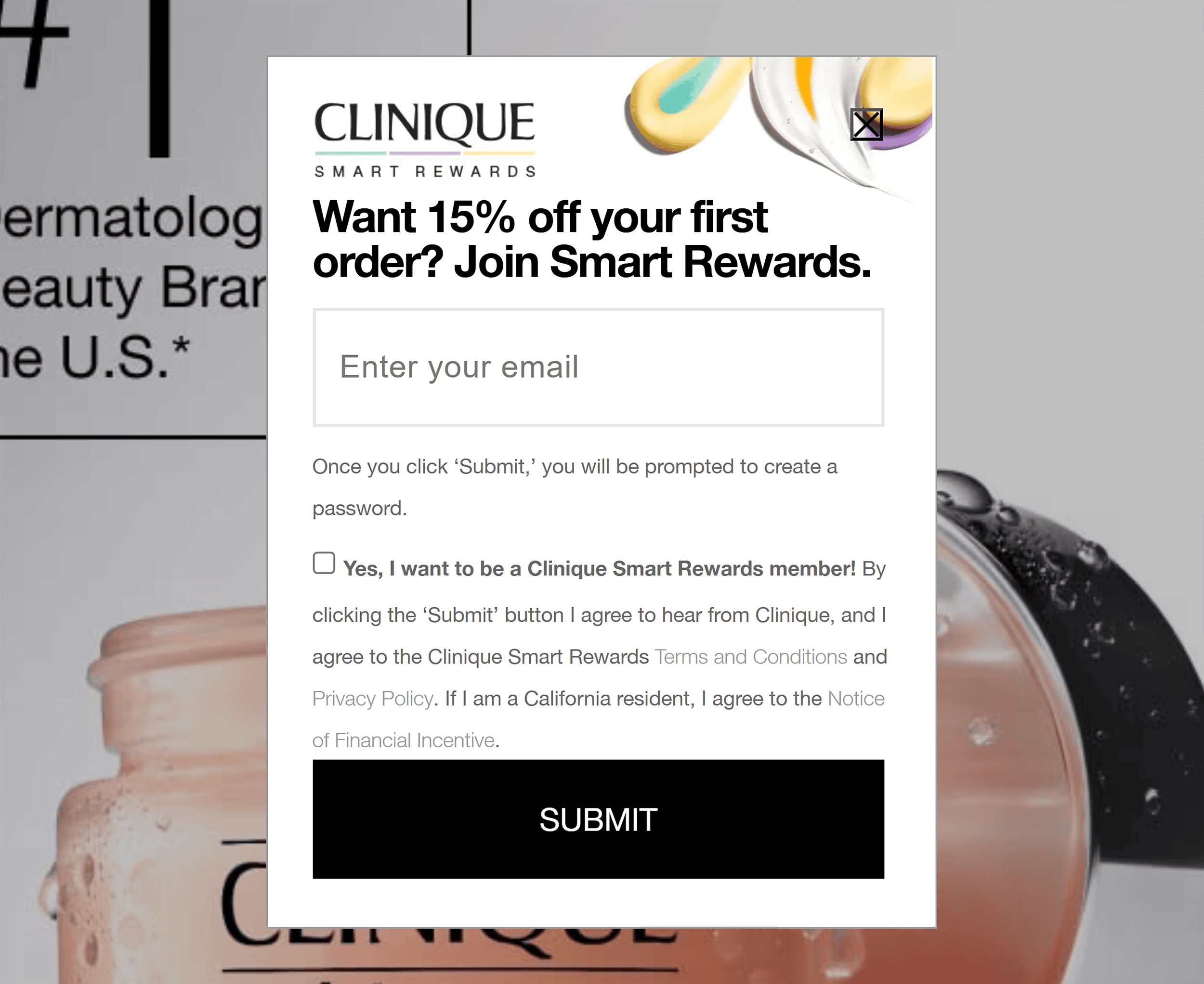 Clinique – Email signup