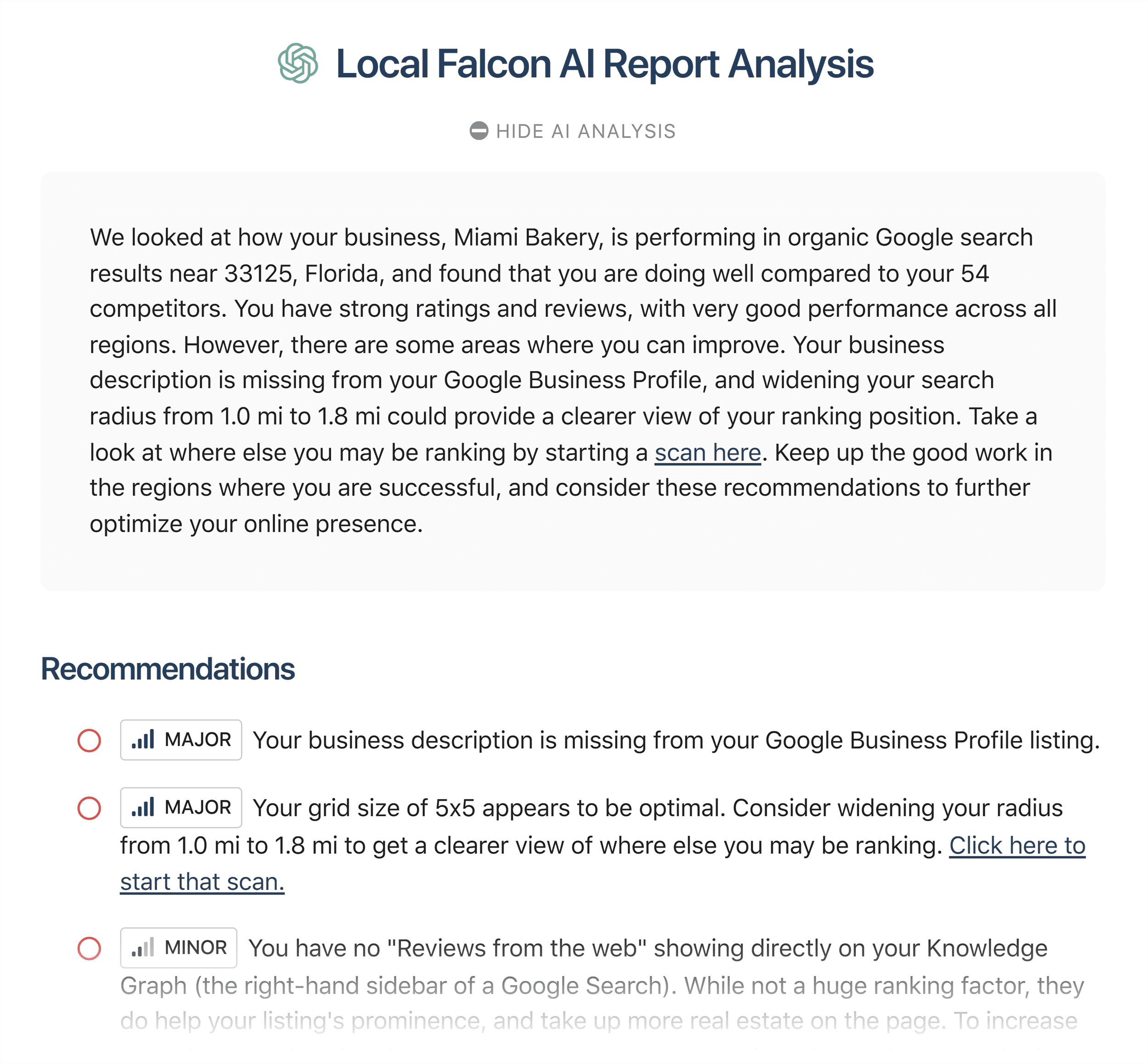 LocalFalcon – AI Report