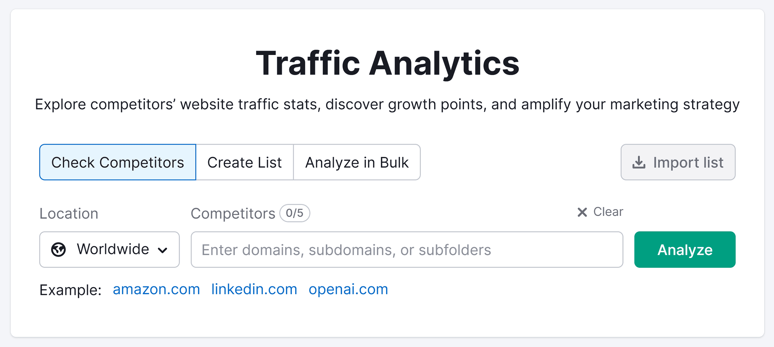 Semrush – Traffic Analytics