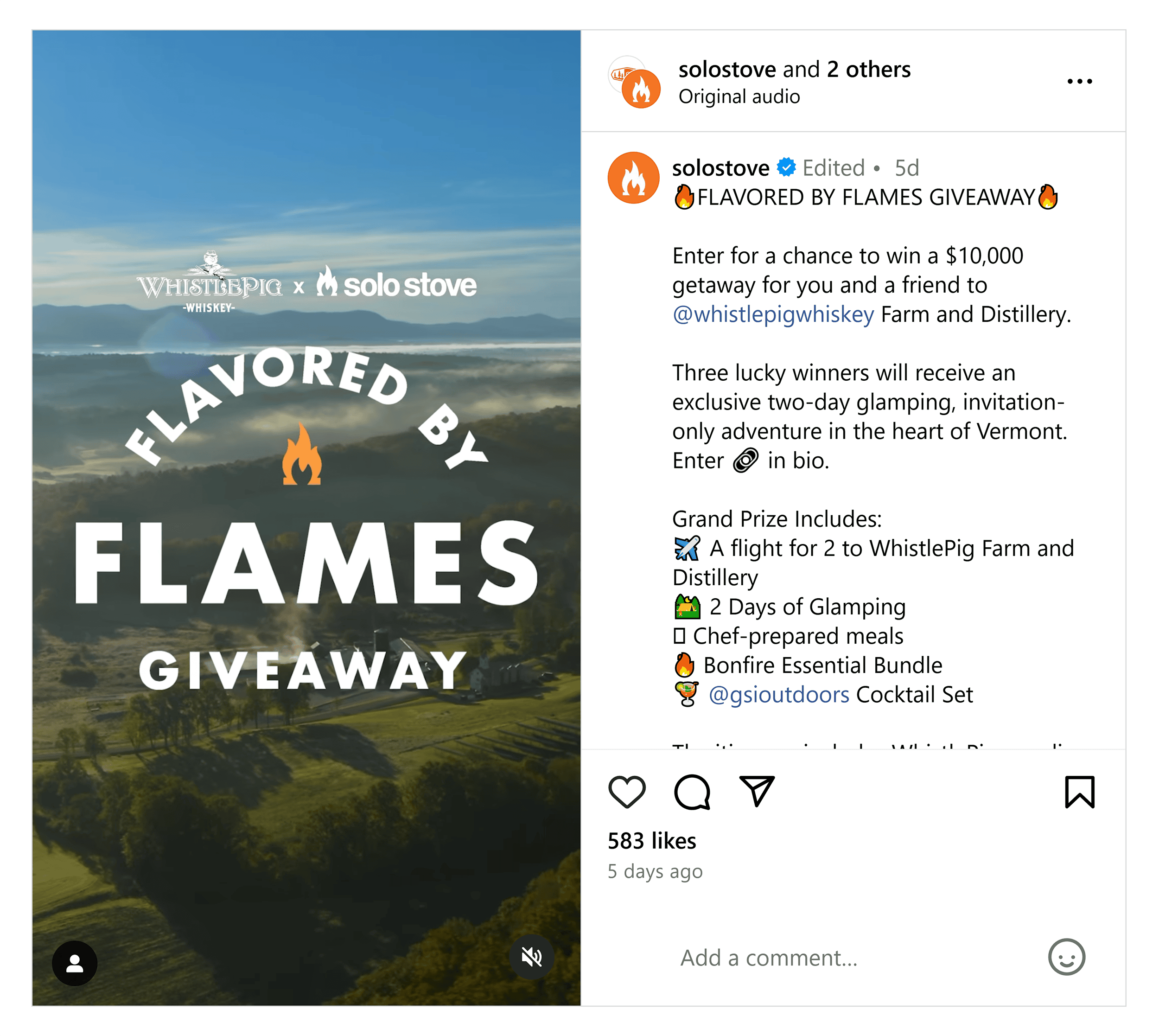 Instagram – Solo Stove giveaway